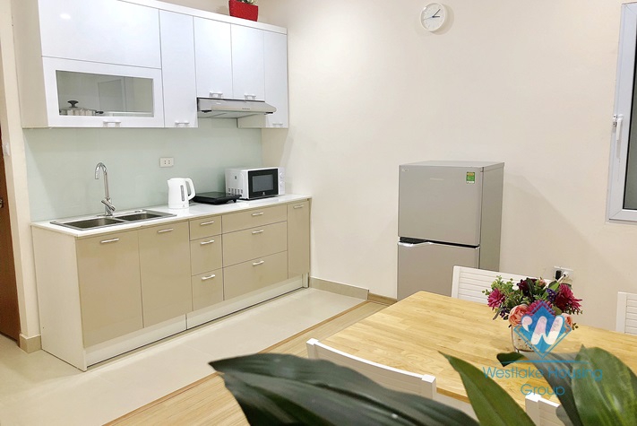 Bright and Fully Furnished Two Bedrooms Apartment for rent in Van Cao st, Ba Dinh district.